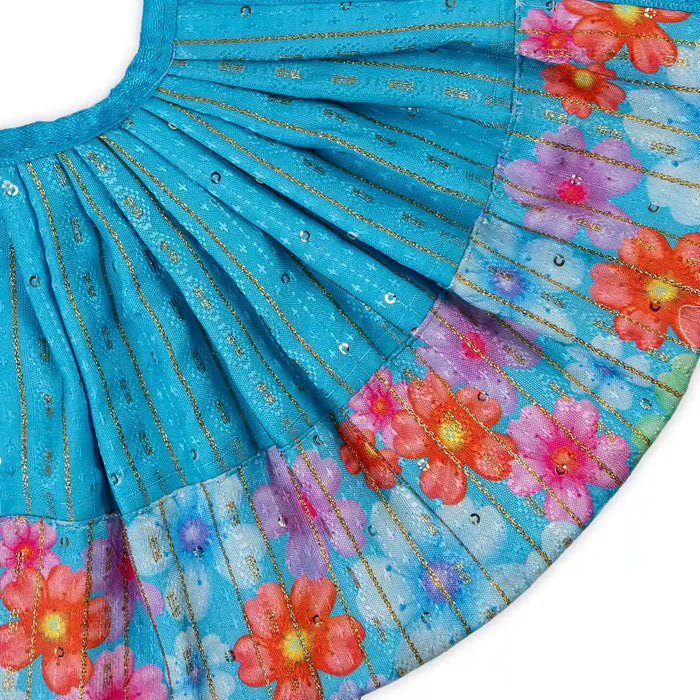 Devi Dress- 7 X 11 Inches | Mata Rani Poshak/ Lehenga Patka/ Flower Border Design Amman Pavadai For Deity Decor - Devi Dress