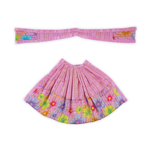 Devi Dress- 7 X 11 Inches | Mata Rani Poshak/ Lehenga Patka/ Flower Border Design Amman Pavadai For Deity Decor - Devi Dress