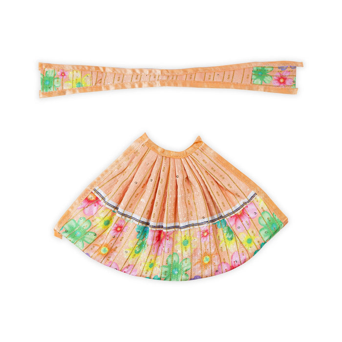 Devi Dress- 7 X 11 Inches | Mata Rani Poshak/ Lehenga Patka/ Flower Border Design Amman Pavadai For Deity Decor - Devi Dress