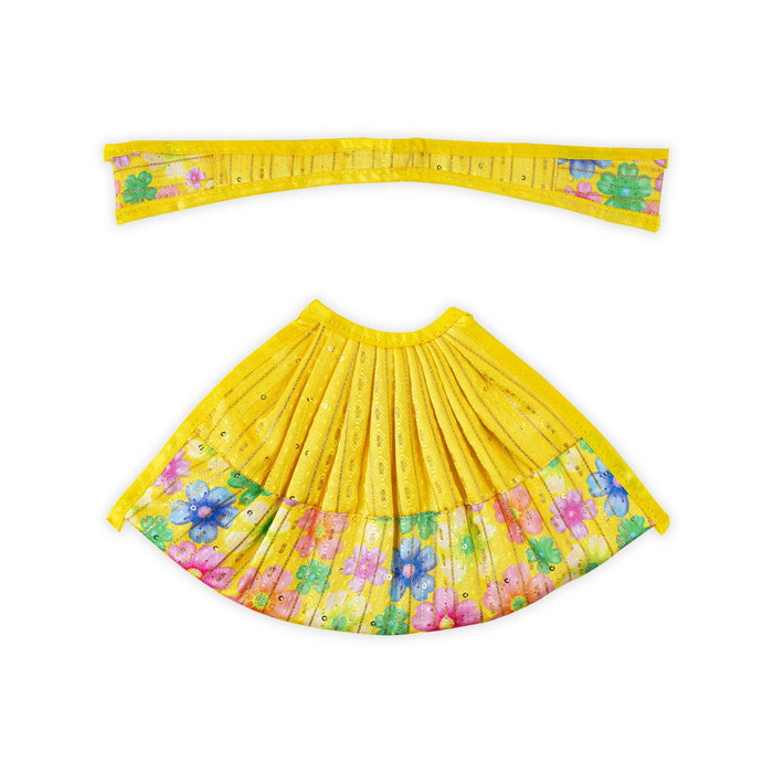 Devi Dress- 7 X 11 Inches | Mata Rani Poshak/ Lehenga Patka/ Flower Border Design Amman Pavadai For Deity Decor - Devi Dress