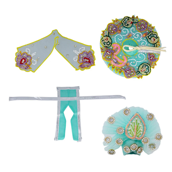 Krishna Dress – 4 Inches | Green Gol Poshak/ Kanha Ji Dress/ Stone-Design Laddu Gopal Clothes for Deity