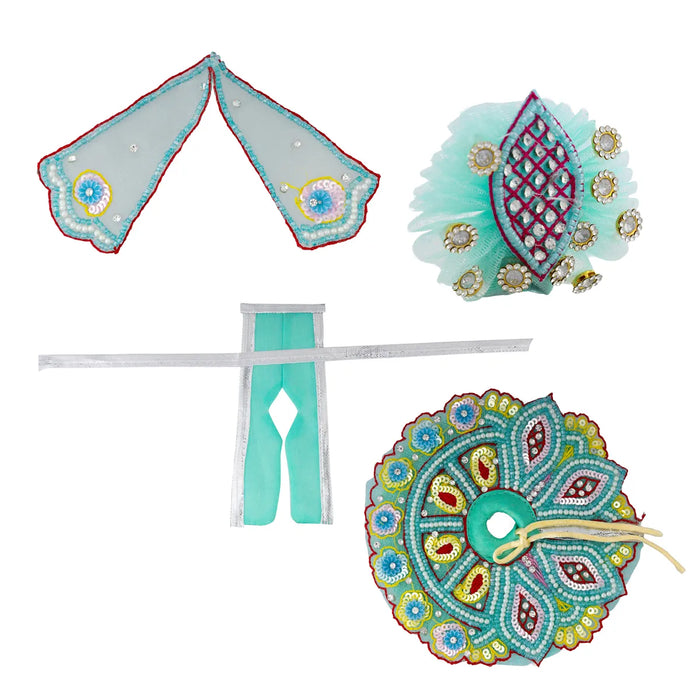 Krishna Dress – 5 Inches | Green Gol Poshak/ Kanha Ji Dress/ Stone-Design Laddu Gopal Clothes for Deity