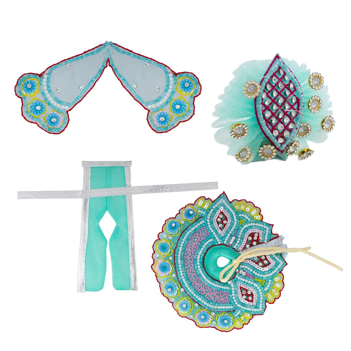 Krishna Dress – 4 Inches | Green Gol Poshak/ Kanha Ji Dress/ Stone-Design Laddu Gopal Clothes for Deity