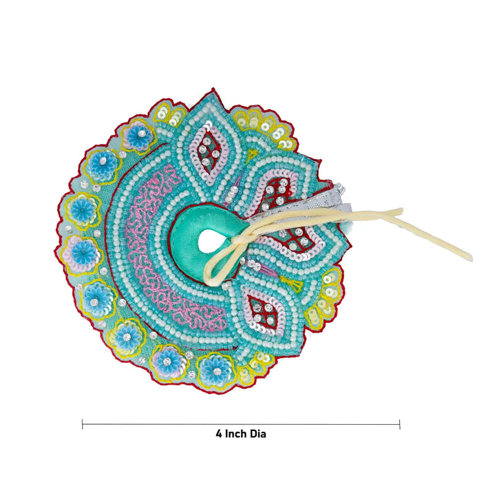 Krishna Dress – 4 Inches | Green Gol Poshak/ Kanha Ji Dress/ Stone-Design Laddu Gopal Clothes for Deity