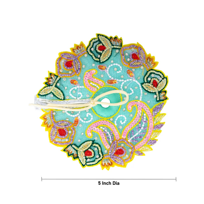 Krishna Dress – 5 Inches | Green Gol Poshak/ Kanha Ji Dress/ Stone-Design Laddu Gopal Clothes for Deity