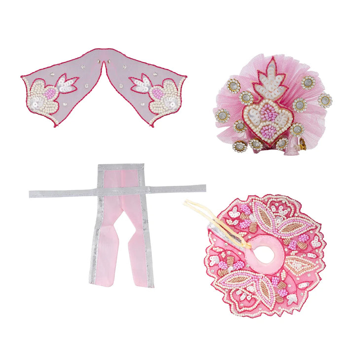 Krishna Dress - 4 Inches | Pink Gol Poshak / Kanha Ji Dress/ Stone Design Laddu Gopal Clothes for Deity
