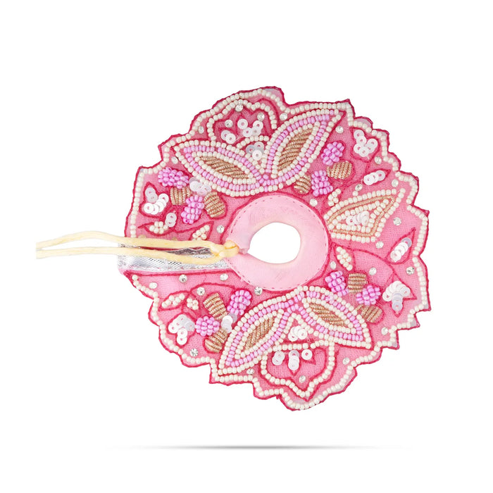 Krishna Dress - 4 Inches | Pink Gol Poshak / Kanha Ji Dress/ Stone Design Laddu Gopal Clothes for Deity