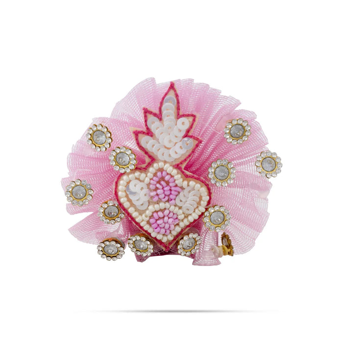 Krishna Dress - 4 Inches | Pink Gol Poshak / Kanha Ji Dress/ Stone Design Laddu Gopal Clothes for Deity