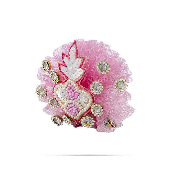 Krishna Dress - 4 Inches | Pink Gol Poshak / Kanha Ji Dress/ Stone Design Laddu Gopal Clothes for Deity