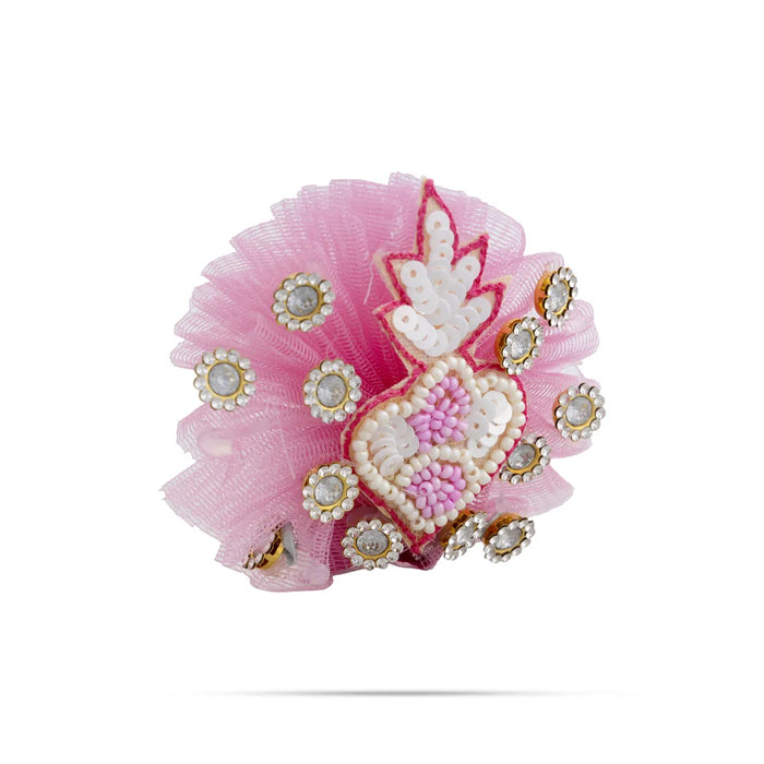 Krishna Dress - 4 Inches | Pink Gol Poshak / Kanha Ji Dress/ Stone Design Laddu Gopal Clothes for Deity