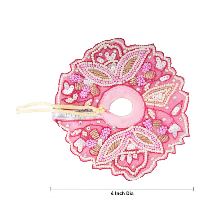 Krishna Dress - 4 Inches | Pink Gol Poshak / Kanha Ji Dress/ Stone Design Laddu Gopal Clothes for Deity