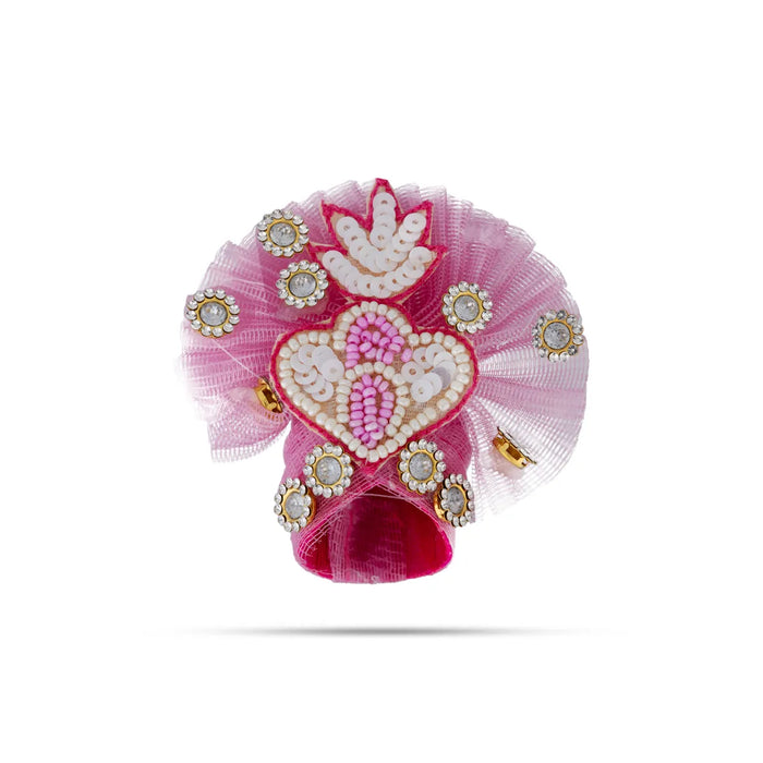 Krishna Dress - 6 Inches | Pink Gol Poshak / Kanha Ji Dress/ Stone Design Laddu Gopal Clothes for Deity