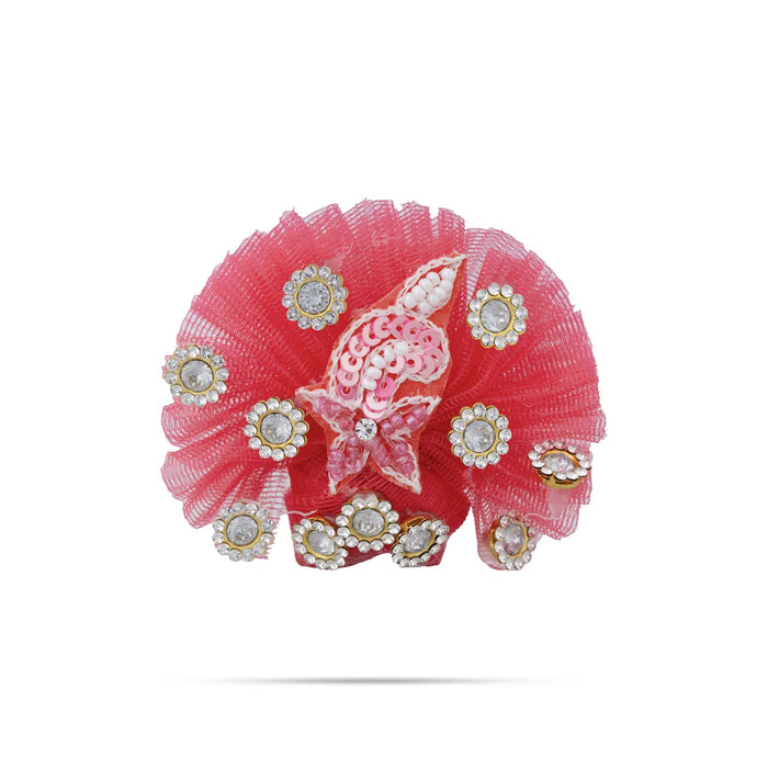 Krishna Dress Set – 4 Inches | Kanha Gajari Zari Dress / Fancy Krishna Outfit / Laddu Gopal Clothes For Deity