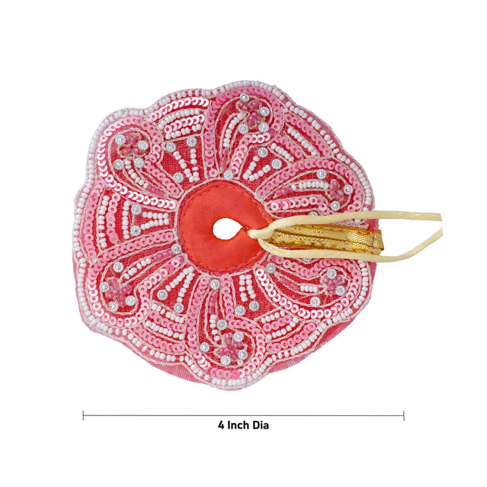 Krishna Dress Set – 4 Inches | Kanha Gajari Zari Dress / Fancy Krishna Outfit / Laddu Gopal Clothes For Deity