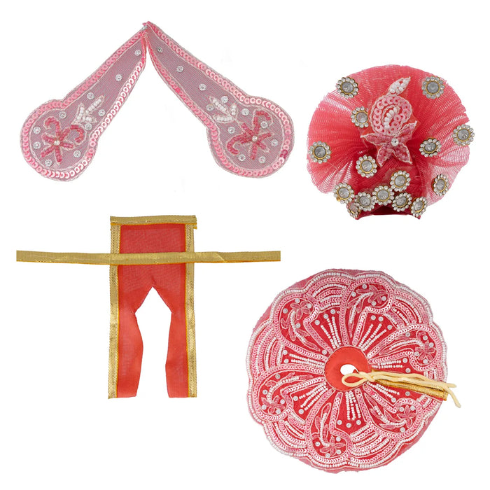 Krishna Dress Set – 6 Inches | Designer Kanha Poshak / Jari And Stone Laddu Gopal Dress Set For Deity Decoration