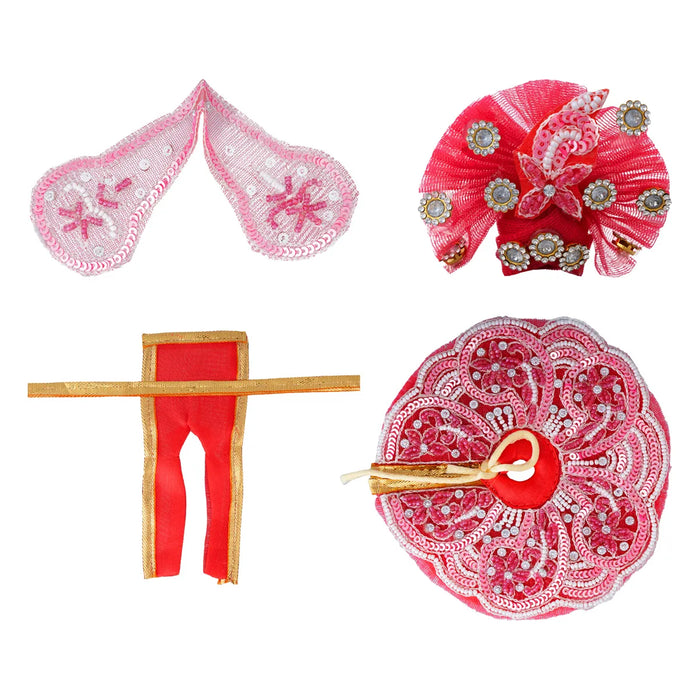 Krishna Dress Set – 5 Inches | Kanha Poshak Set / Jari Fancy Dress / Laddu Gopal Vastra For Deity