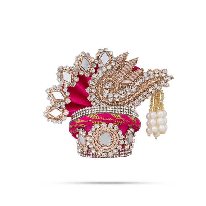 Stone Design Turban – 3.5 X 4 Inches | Deity Crown / Decorative Kiridam / Temple Decor Accessory