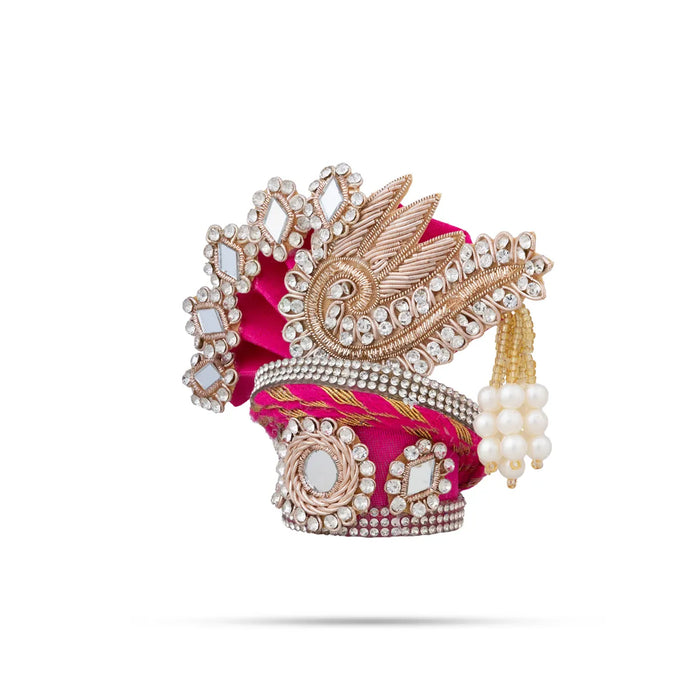 Stone Design Turban – 3.5 X 4 Inches | Deity Crown / Decorative Kiridam / Temple Decor Accessory