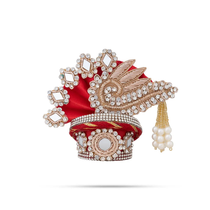Stone Design Turban – 3.5 X 4 Inches | Deity Crown / Decorative Kiridam / Temple Decor Accessory