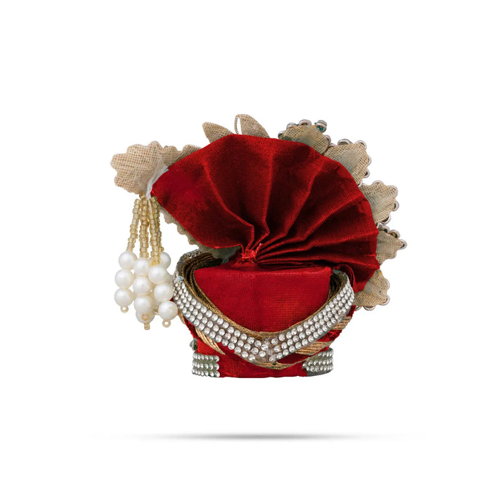 Stone Design Turban – 3.5 X 4 Inches | Deity Crown / Decorative Kiridam / Temple Decor Accessory