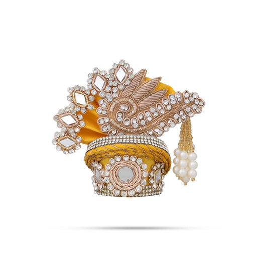 Stone Design Turban – 3.5 X 4 Inches | Deity Crown / Decorative Kiridam / Temple Decor Accessory - Head & Face Accessories