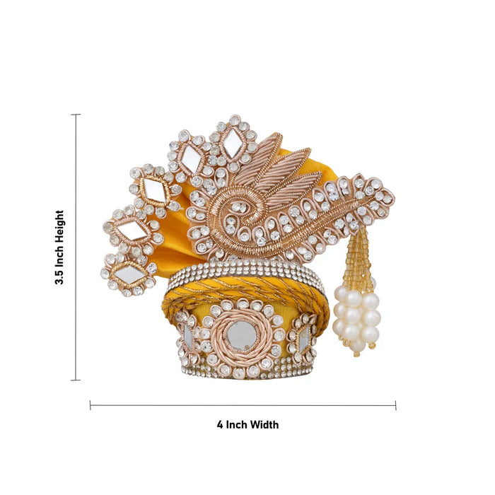 Stone Design Turban – 3.5 X 4 Inches | Deity Crown / Decorative Kiridam / Temple Decor Accessory