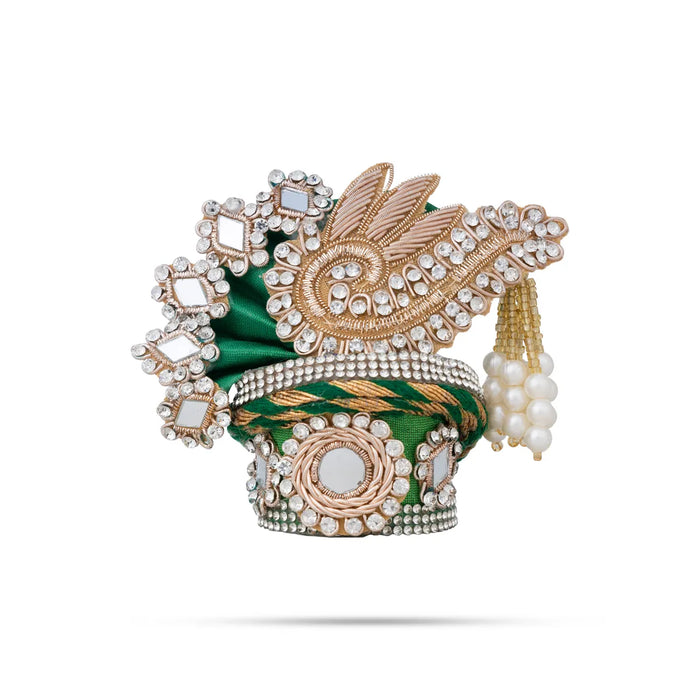 Stone Design Turban – 3.5 X 4 Inches | Deity Crown / Decorative Kiridam / Temple Decor Accessory