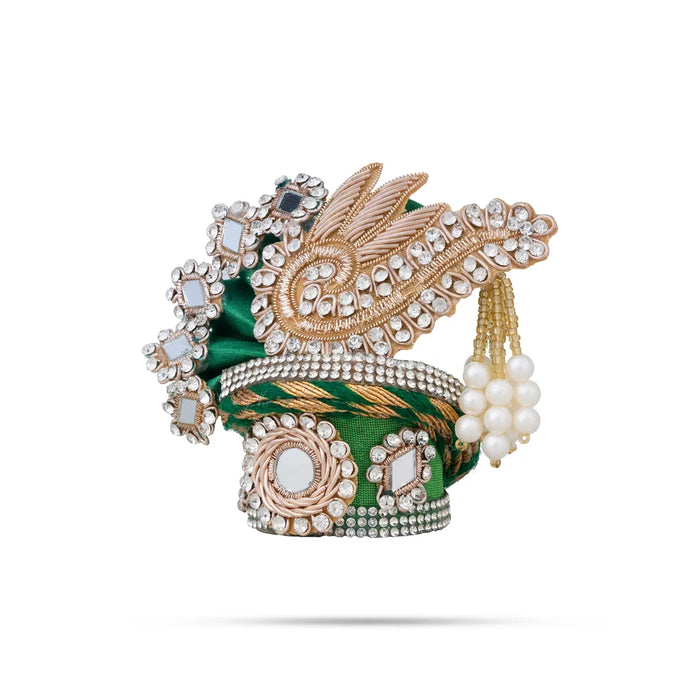 Stone Design Turban – 3.5 X 4 Inches | Deity Crown / Decorative Kiridam / Temple Decor Accessory