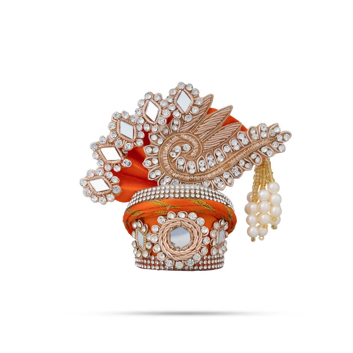 Stone Design Turban – 3.5 X 4 Inches | Deity Crown / Decorative Kiridam / Temple Decor Accessory