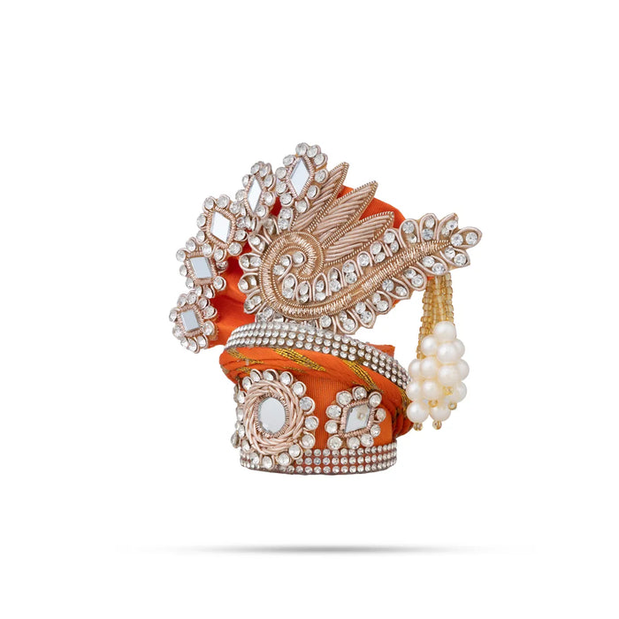 Stone Design Turban – 3.5 X 4 Inches | Deity Crown / Decorative Kiridam / Temple Decor Accessory