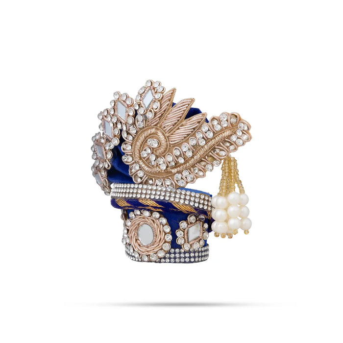 Stone Design Turban – 3.5 X 4 Inches | Deity Crown / Decorative Kiridam / Temple Decor Accessory