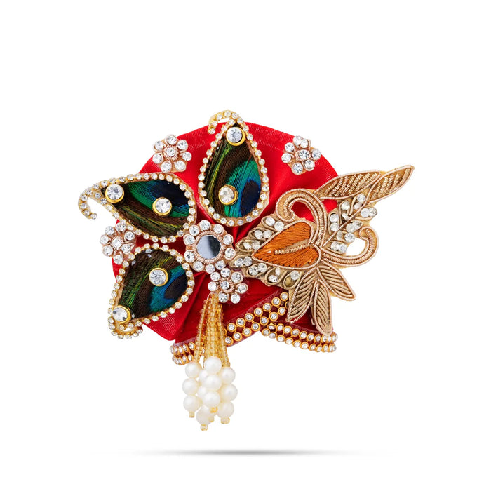 Peacock & Stone Design Turban – 3 X 4 Inches | Decorative Kiridam / Fancy Deity Crown For Temple Decor