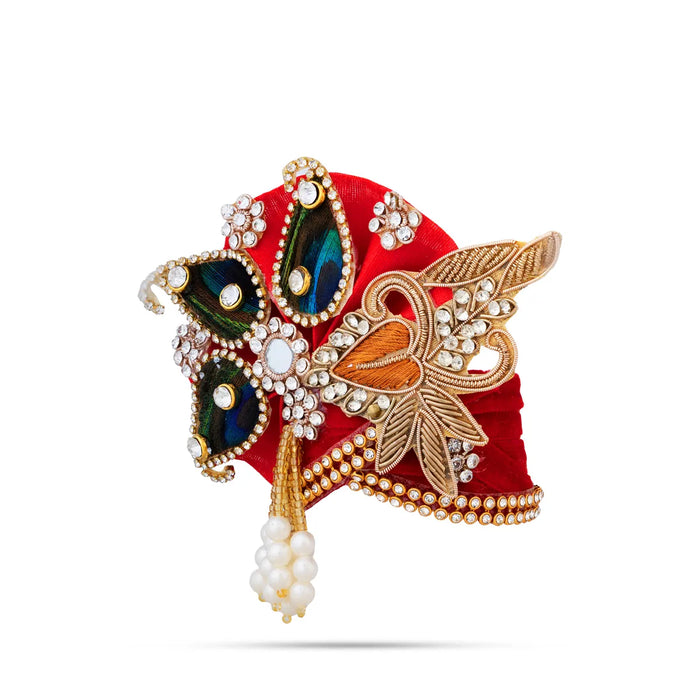 Peacock & Stone Design Turban – 3 X 4 Inches | Decorative Kiridam / Fancy Deity Crown For Temple Decor