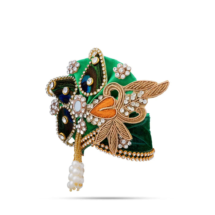 Peacock & Stone Design Turban – 3 X 4 Inches | Decorative Kiridam / Fancy Deity Crown For Temple Decor