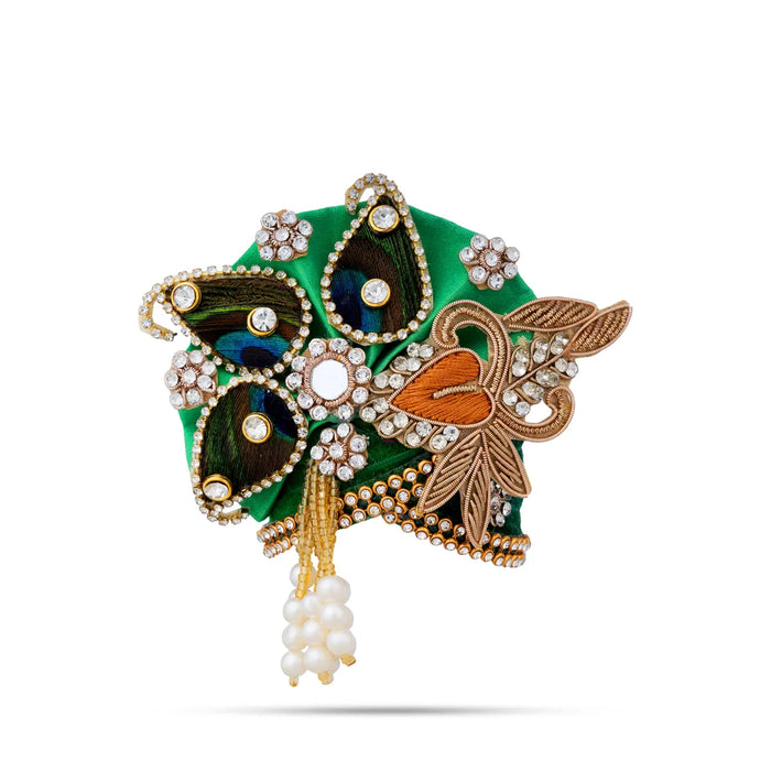 Peacock & Stone Design Turban – 3 X 4 Inches | Decorative Kiridam / Fancy Deity Crown For Temple Decor