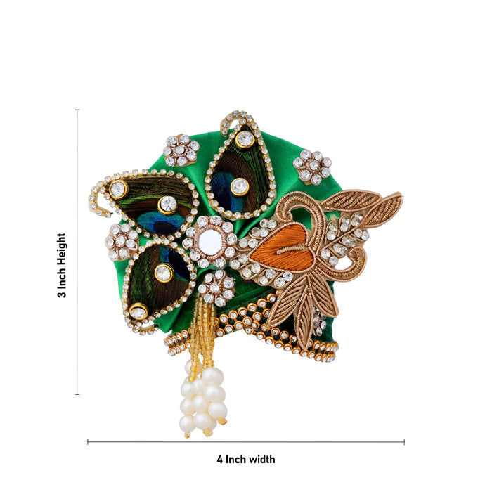 Peacock & Stone Design Turban – 3 X 4 Inches | Decorative Kiridam / Fancy Deity Crown For Temple Decor