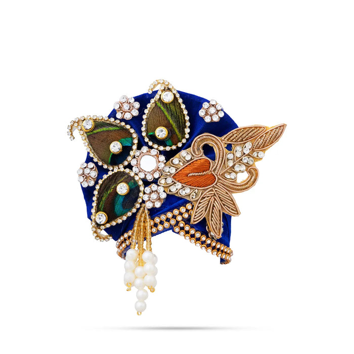 Peacock & Stone Design Turban – 3 X 4 Inches | Decorative Kiridam / Fancy Deity Crown For Temple Decor