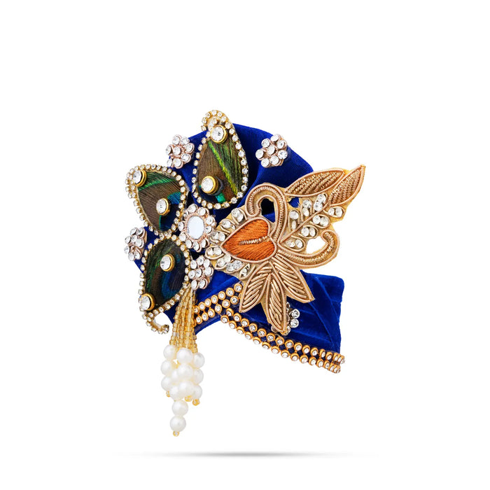 Peacock & Stone Design Turban – 3 X 4 Inches | Decorative Kiridam / Fancy Deity Crown For Temple Decor