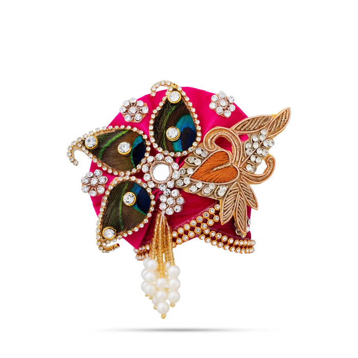 Peacock & Stone Design Turban – 3 X 4 Inches | Decorative Kiridam / Fancy Deity Crown For Temple Decor