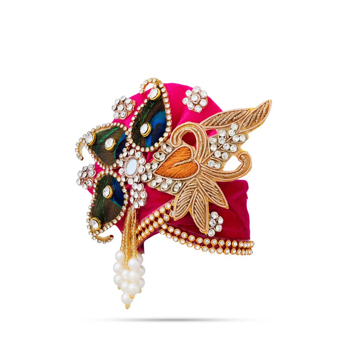 Peacock & Stone Design Turban – 3 X 4 Inches | Decorative Kiridam / Fancy Deity Crown For Temple Decor