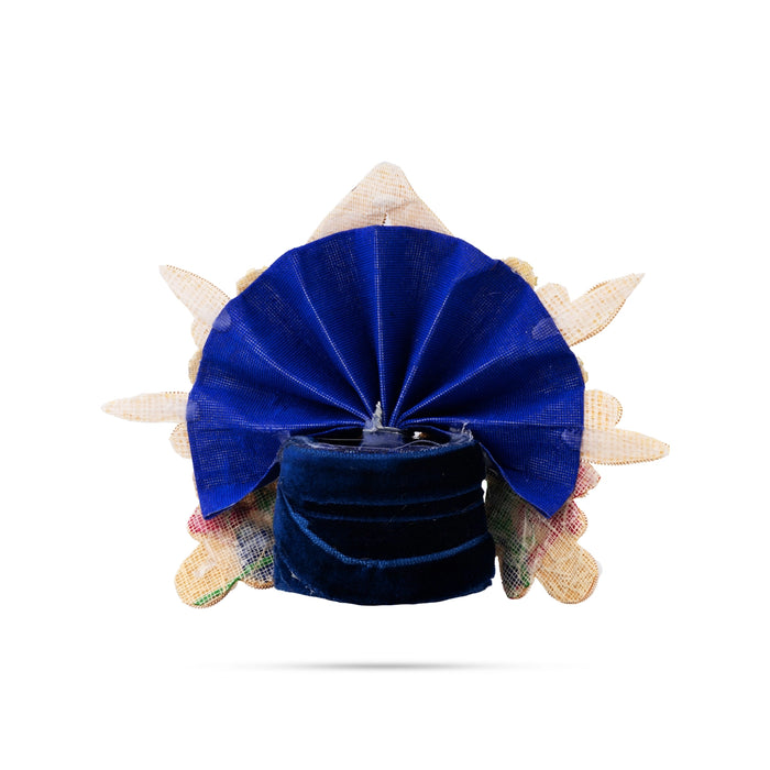 Zari And Stone Design Turban - 3 X 4.25 Inches | Decorative Kireedam/ Kiridam/ Crown For Deity Decor - Head & Face Accessories