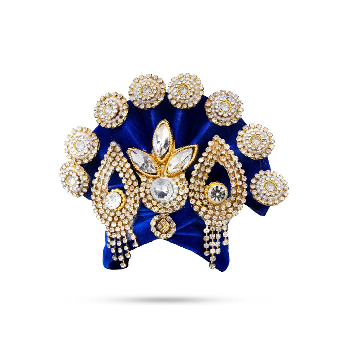 Stone Design Turban - 3.25 X 4 Inches | Decorative Kireedam/ Kiridam/ Crown For Deity Decor - Head & Face Accessories