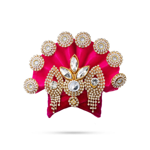 Stone Design Turban - 3.25 X 4 Inches | Decorative Kireedam/ Kiridam/ Crown For Deity Decor - Head & Face Accessories