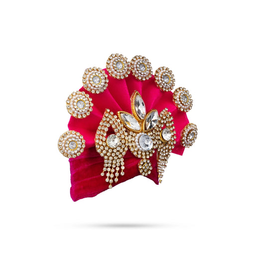 Stone Design Turban - 3.25 X 4 Inches | Decorative Kireedam/ Kiridam/ Crown For Deity Decor - Head & Face Accessories