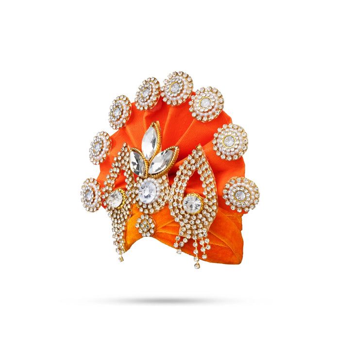 Stone Design Turban - 3.25 X 4 Inches | Decorative Kireedam/ Kiridam/ Crown For Deity Decor - Head & Face Accessories