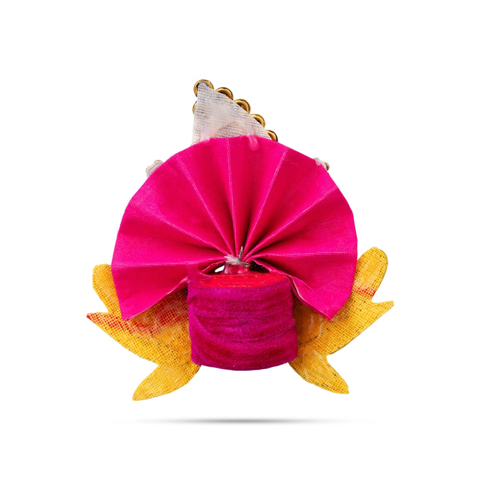 Jari & Stone Design Turban - 3.25 X 4 Inches | Decorative Kireedam/ Peacock Design Kiridam/ Crown For Deity - Head & Face Accessories