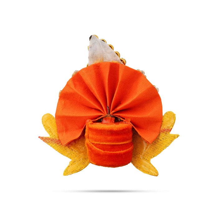 Jari & Stone Design Turban - 3.25 X 4 Inches | Decorative Kireedam/ Peacock Design Kiridam/ Crown For Deity - Head & Face Accessories