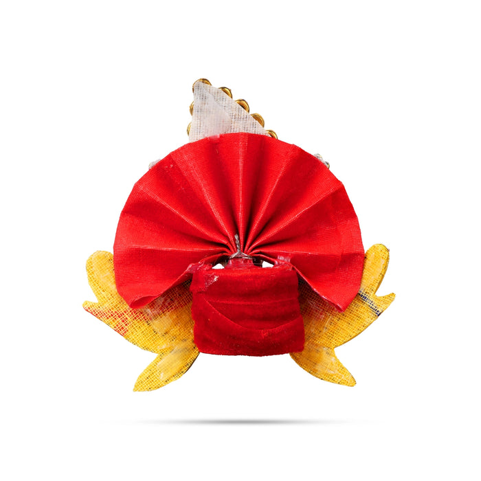 Jari & Stone Design Turban - 3.25 X 4 Inches | Decorative Kireedam/ Peacock Design Kiridam/ Crown For Deity - Head & Face Accessories