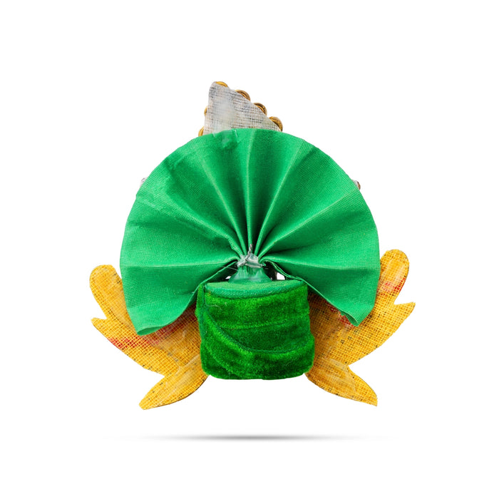 Jari & Stone Design Turban - 3.25 X 4 Inches | Decorative Kireedam/ Peacock Design Kiridam/ Crown For Deity - Head & Face Accessories