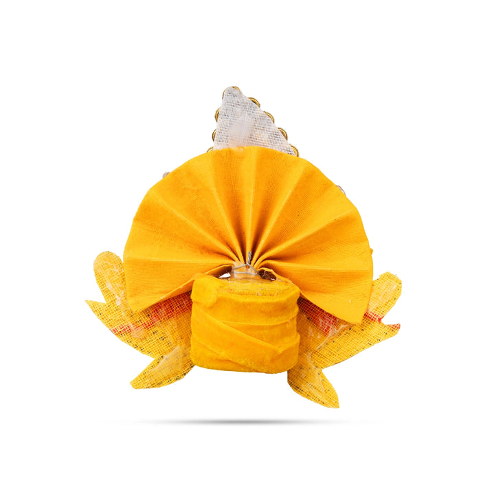 Jari & Stone Design Turban - 3.25 X 4 Inches | Decorative Kireedam/ Peacock Design Kiridam/ Crown For Deity - Head & Face Accessories